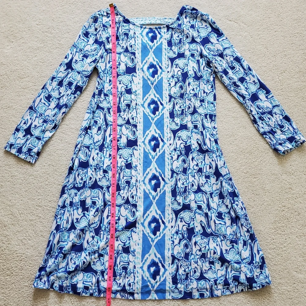 Lilly Pulitzer Blue/White Ophelia Dress Get Trunky szXS